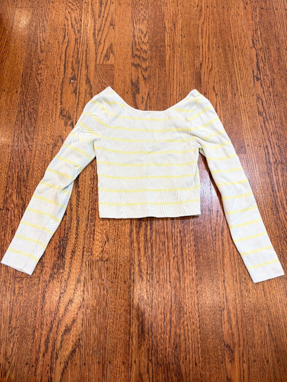 ⚡ Zara Ribbed Stripe Knit Crop Top | Pastel Blue w/ Neon Yellow | Size Small ⚡